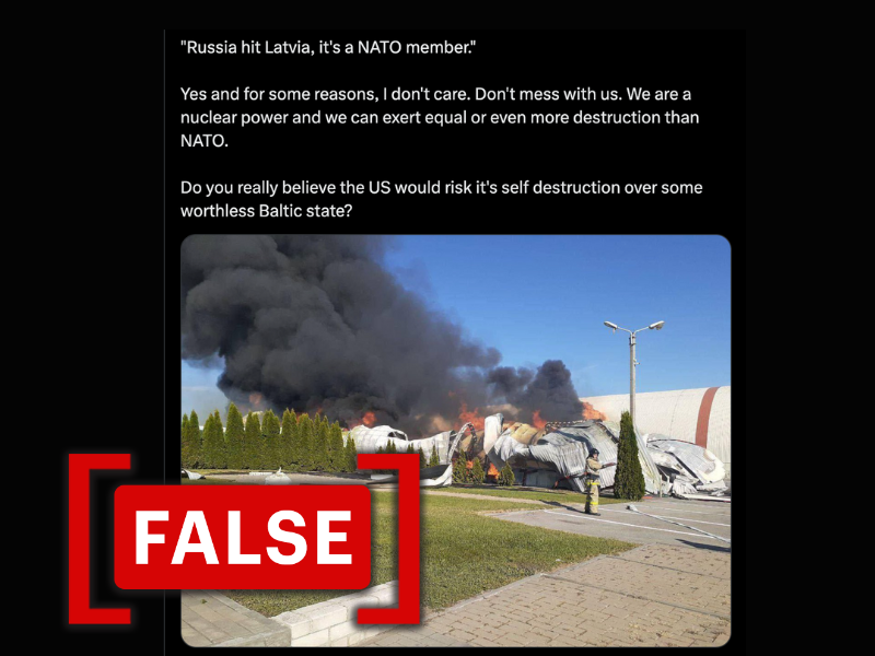 Photo of burning hangar in Russia wrongly attributed to drone crash in Latvia